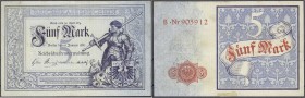 Die deutschen Banknoten ab 1871 nach Rosenberg
Deutsches Reich, 1871-1945
5 Mark 10.1.1882. II, etwas fleckig, kl. Falzreste am Rand