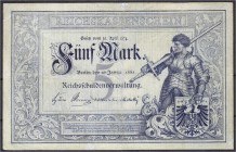 Die deutschen Banknoten ab 1871 nach Rosenberg
Deutsches Reich, 1871-1945
5 Mark 10.1.1882. III-IV