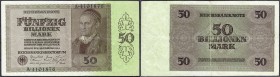 Die deutschen Banknoten ab 1871 nach Rosenberg
Deutsches Reich, 1871-1945
50 Billionen Mark 10.2.1924. Serie A. III, sehr selten