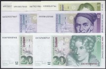 Die deutschen Banknoten ab 1871 nach Rosenberg
Westliche Besatzungszonen und BRD, ab 1948
8 Scheine: 2 X 20 Mark 1993, Austauschnote ZA/A und Normal...