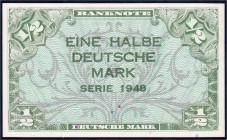 Die deutschen Banknoten ab 1871 nach Rosenberg
Westliche Besatzungszonen und BRD, ab 1948
1/2 Deutsche Mark, Serie 1948. I-