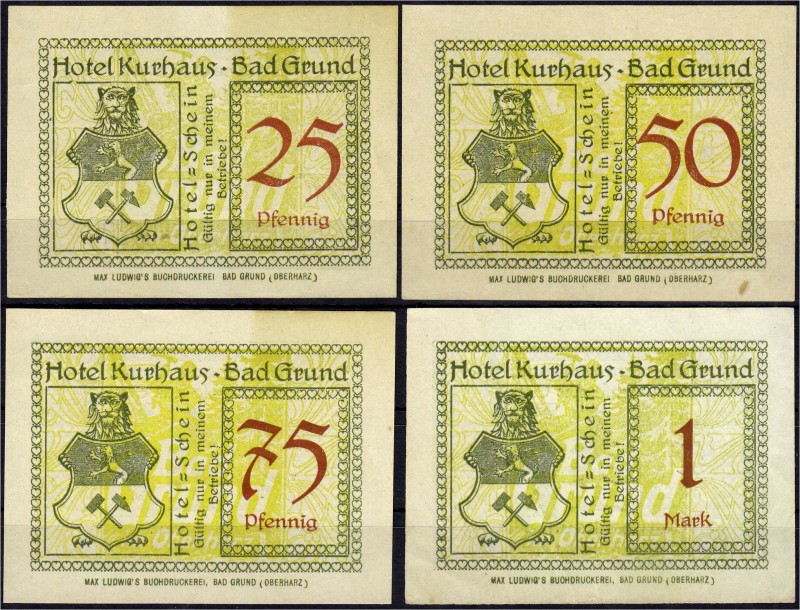 Deutsches Notgeld und KGL
Bad Grund (Niedersachsen)
Hotel Kurhaus. 4 Scheine: ...