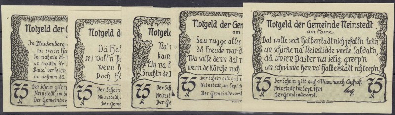 Deutsches Notgeld und KGL
Neinstedt a. Harz (Prov. Sachsen)
5 verschiedene 75 ...