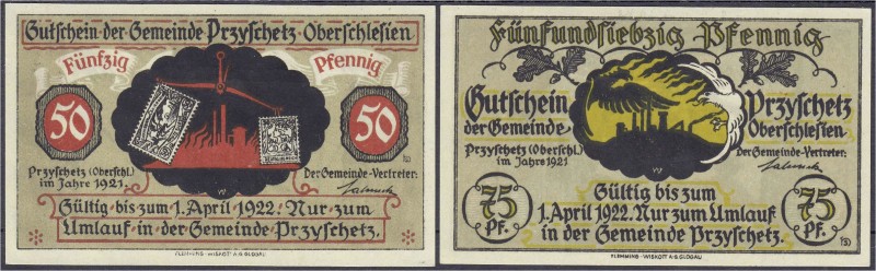 Deutsches Notgeld und KGL
Przyschetz (Oberschlesien)
Gemeinde: 50 und 75 Pfg. ...