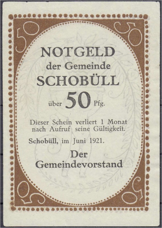 Deutsches Notgeld und KGL
Schobüll (Schleswig-Holstein)
Gemeinde: 50 Pfg., Jun...