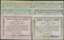 Deutsches Notgeld und KGL
Wissek (Posen)
6 verschiedene Scheine: Magistrat, 2 X 1/2, 2 X 1, 2, 3 Mark 30.8.1914. Dabei die bei Dießner abgebildeten ...