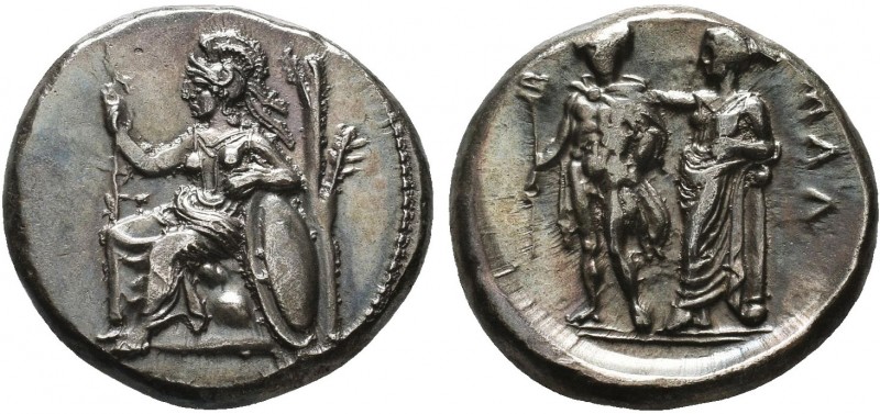 CILICIA. Mallos. Stater (Circa 385-375 BC).
Obv: Athena seated left, holding spe...