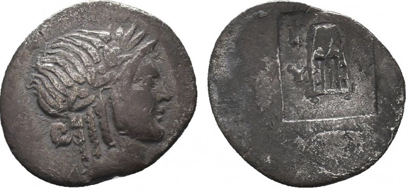 Lykian League, Kragos AR Drachm. Circa 48-18 BC. Head of Apollo right, hair boun...