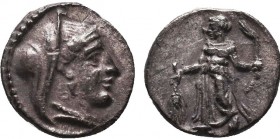 Greek Obol, Ca. 350-300 BC. AR

Condition: Very Fine

Weight: 0.65gr
Diameter: 10mm