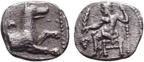 Greek Obol, Ca. 350-300 BC. AR

Condition: Very Fine

Weight: 0.54gr
Diameter: 10mm