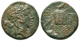 PONTOS. Amisos. Time of Mithradates VI Eupator (Circa 85-65 BC). Ae.
Obv: Head of Mithradates VI (as young Dionysos) right, wearing ivy wreath.
Rev: Α...