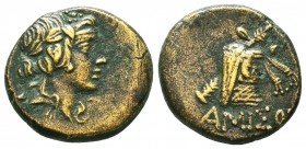 PONTOS. Amisos. Time of Mithradates VI Eupator (Circa 85-65 BC). Ae.
Obv: Head of Mithradates VI (as young Dionysos) right, wearing ivy wreath.
Rev: Α...