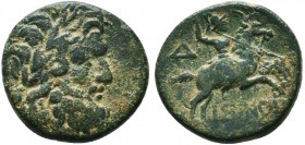 PISIDIA. Isinda. Ae (2nd-1st centuries BC).
Obv: Laureate head of Zeus right.
Rev: ΙΣΙΝ.
Warrior on horseback galloping right, holding spear; below, c...