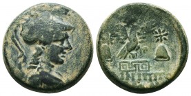 PHRYGIA. Apameia. Circa 100-50 BC. struck under the magistrate Phainippos, son of Drakon. Bust of Athena to right, wearing crested Corinthian helmet d...
