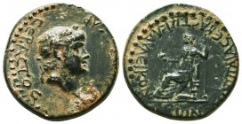 LYCAONIA, Iconium. Nero, with Poppaea. AD 54-68. Æ. Struck AD 62-65. Laureate head of Nero right / Poppaea seated left, holding poppy and scepter. Von...