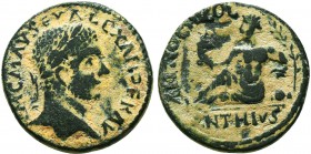 PISIDIA, Antiochia. Severus Alexander. AD 222-235. Æ . Laureate head right / River-god Anthius reclining left, holding cornucopia and leaning on overt...
