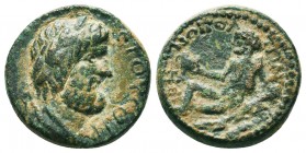 CILICIA, Irenopolis-Neronias. Pseudo-autonomous issue, time of Marcus Aurelius, 161-180. Bronze , CY 119 = 169/70. ЄTOYC ΘIP Laureate and draped bust ...