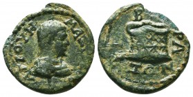 PHRYGIA, Cibyra. Maximinus I. 235-238 AD.Α Γ Ι ΟΥΗ ΜΑΞΙΜΟϹ, bare-headed, draped and cuirassed bust of Maximus, r. / ΚΙΒΥΡΑΤΩΝ, wicker basket.RPC VI, 5...