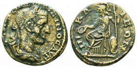BITHYNIA, Nicaea. Maximinus I. AD 235-238. Æ . Laureate, draped, and cuirassed bust right / Demeter seated left, holding grain ears and torch. RPC VI ...
