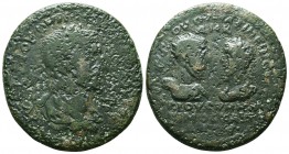 Maximinus I and Maximus Caesar Æ37of Tarsus, Cilicia. AD 222-235. Laureate, draped and cuirassed bust of Maximinus r., seen from behind / Cofronted bu...