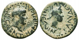 LYCAONIA. Iconium (Claudiconium). Nero, 54-68. Bronze, 62-65. NEPΩN KAICAP CEBACTOC Laureate head of Nero to right. Rev. KΛAYΔEI-KONIEΩN Veiled head o...