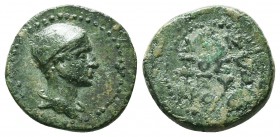 Roman Provincial Coins CILICIA. Olba. Augustus (27 BC-14 AD) Ae. Ajax, high priest and toparch. Dated year 2 (AD 11/12). Obv: Head of Ajax (as Hermes)...