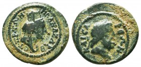CILICIA, Anazarbus. Time of Marcus Aurelius. 161-180 AD. Æ. Dated CY 180 (161/2 AD). Laureate head of Zeus right / Draped, veiled and turreted head of...