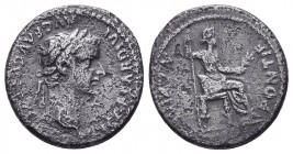 Tiberius. AD 14-37. AR Denarius. "Tribute Penny" type. Lugdunum (Lyon) mint. Group 2, AD 15-18. Laureate head right, one ribbon on shoulder / Livia (a...