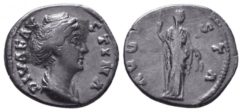 Diva Faustina Senior. Died AD 140/1. AR Silver Denarius 

Condition: Very Fine

...