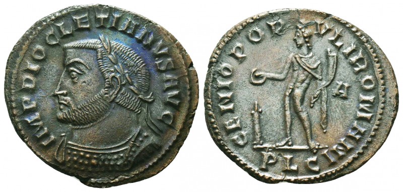 Diocletian (AD 284-305). BI follis. Lugdunum, 1st officina, AD 303-305. IMP DIOC...