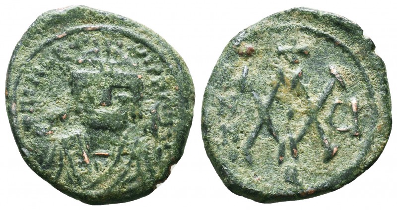 Tiberius II Constantine. AD 578-582. Half follis, Antioch Mint, crowned and cuit...