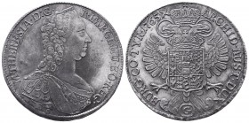 HOLY ROMAN EMPIRE. Maria Theresia (1740-1780). Reichstaler (1765 S-C). Günzburg.
Obv: M THERESIA D G R IMP GE HU BO REG.
Diademed, draped and armored ...