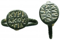 Ancient Byzantine Ring With an inscription on bezel,

Condition: Very Fine

Weight: 3.58gr
Diameter: 23mm