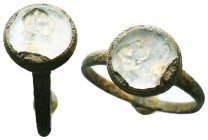 Ancient Roman Ring With a stone and head,

Condition: Very Fine

Weight: 2.56gr
Diameter: 26mm