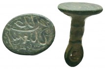 Ancient islamic Seal

Condition: Very Fine

Weight: 5.36gr
Diameter: 23mm