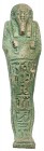 EGIPTO. Baja Época. Ushabti epigrafíado. Dinatía XXVI (664-332 a.C.). Fayenza vitrificada. Altura 18,0 cm. Incluye peana.
