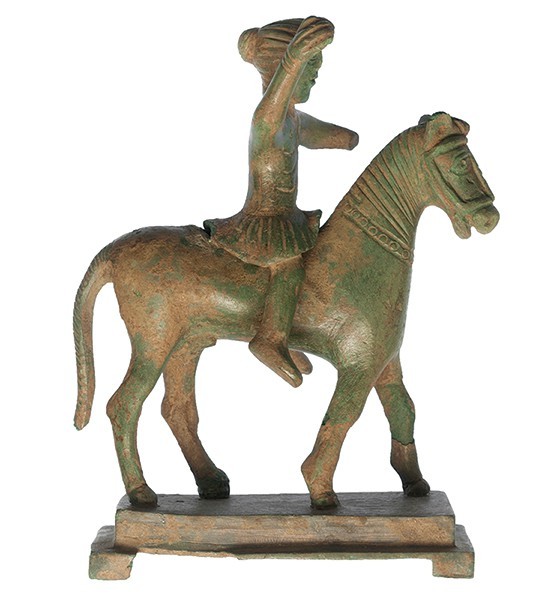 GRECIA. TRACIA (IV-III a.C.). Figura de jinete. Bronce. Altura 15,2 cm. Longitud...