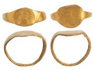 ROMA. Imperio Romano. Lote de dos anillos (I-II d.C.). Oro. Lisos. Diámetro 11 mm.