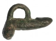 ROMA. Imperio Romano. Amuleto fálico (II-III d.C.). Bronce. Longitud 5,5 cm.