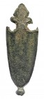 PERÍODO MEDIEVAL CRISTIANO. Contera de vaina (XIII-XV d.C.). Bronce. Altura 5,2 cm.