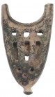 PERÍODO MEDIEVAL CRISTIANO. Contera de vaina (XIII-XV d.C.). Bronce. Altura 5,3 cm.