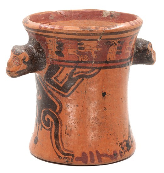 PREHISPÁNICO. Vaso. Cultura Maya (550-950 d.C.). Terracota policromada. Con deco...