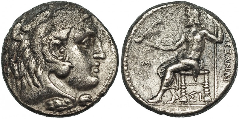 MACEDONIA. ALEJANDRO III. Tetradracma. Sidón (c. 322-321 a.C.). R/ Delante del t...