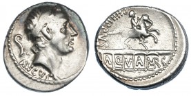 MARCIA. Denario. Roma (56 a.C.). R/ A-Q-V-A-MR-C en los 5 arcos del acueducto. CRAW-425.1. FFC-895. Acuñación floja. MBC+.