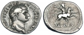 DOMICIANO. Denario. Roma (79 d.C.). R/ Jinete a der.; COS V. RIC-242. MBC-/BC+.