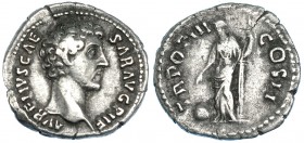 MARCO AURELIO (bajo Antonino Pío). Denario. Roma (148-149). R/ Providentia; TR POT III COS II. RIC-446. MBC-/BC+.