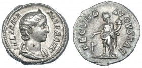 JULIA MAMEA. Denario. Roma (222-235). R/ Fecunditas a izq. con pátera y cornucopia.; FECVND-AVGVSTAE. RIC-331. MBC.