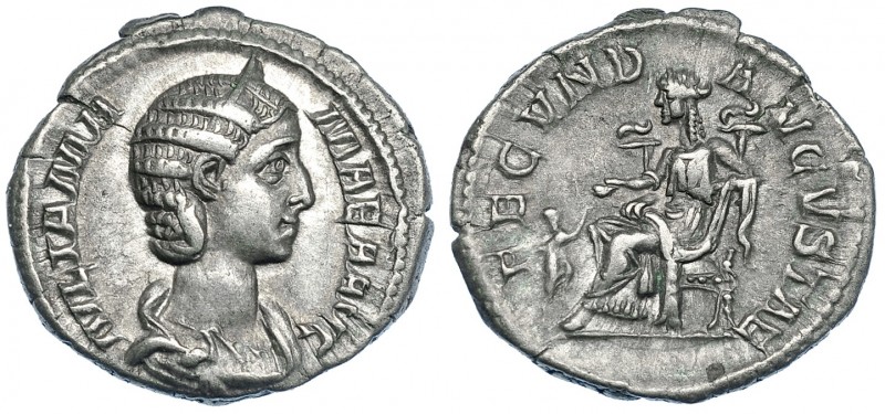 JULIA MAMEA. Denario. Roma (222-235). R/ Fecunditas sentada a izq., delante niño...