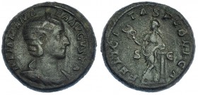 JULIA MAMEA. As. Roma (222-235). R/ Felicitas con caduceo apoyada en columna; FELICITAS PVBLICA, S-C. RIC-677. Pátina verde oscuro. MBC-.