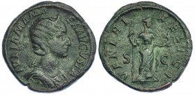 JULIA MAMEA. Sestercio. Roma (222-235). R/ Venus a der. con cetro y Cupido; VENERI FELICI, S-C. RIC-694. Pátina verde oscuro. BC+/MBC-.